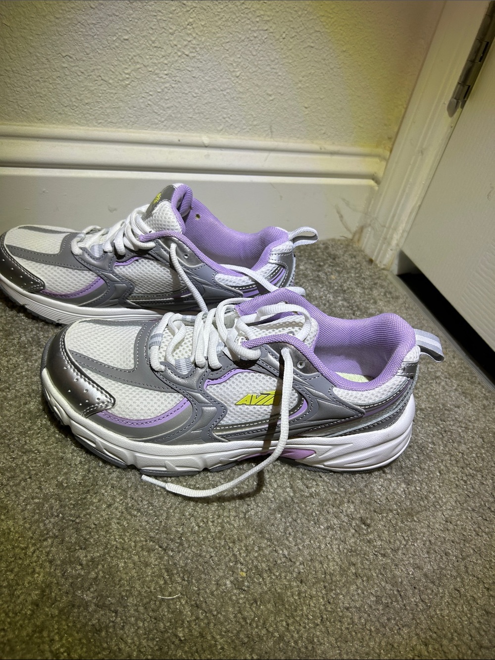 Reebok Women's White, Gray & Lavender Lace-Up Sneakers